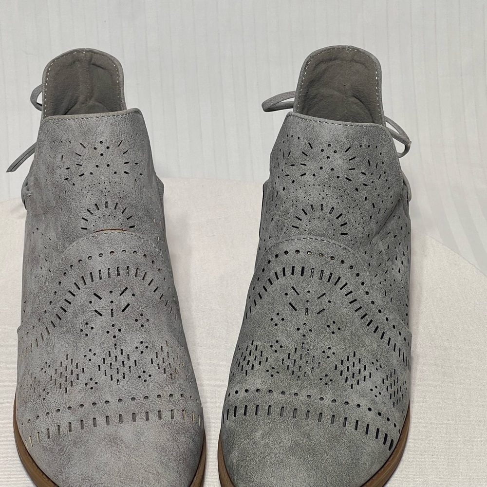 Chic Gray Perforated Ankle Booties